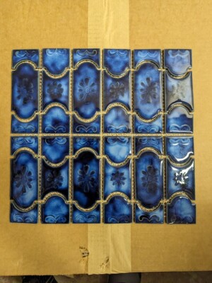 BUE22 - Botanical Sky Blue Swimming Pool Tile