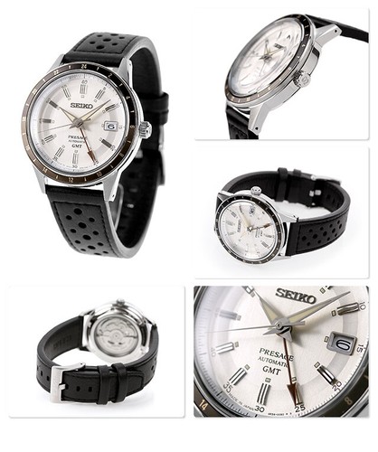 Pre-owned Seiko Presage Style 60's Gmt Automatic Mechanical Watch Ssk011j1/ Sary231 Usus