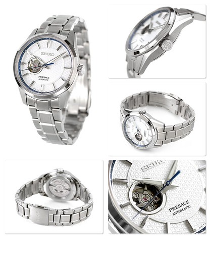 Pre-owned Seiko Presage Sharp Edged Open Heart Automatic Watch Sarx097 / Spb309j1 Usus