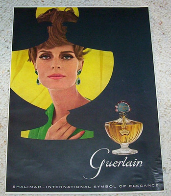 ヴィンテージ広告　GUERLAIN　パヒューム 1964 print ad - Guerlain Shalimar pretty lady vintage