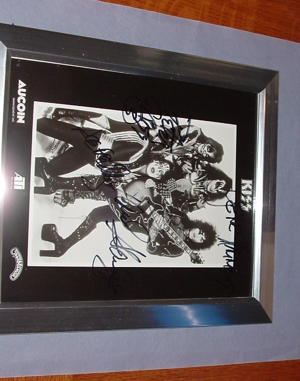 Vintage 1970's KISS Original Band Signed Photo in Frame