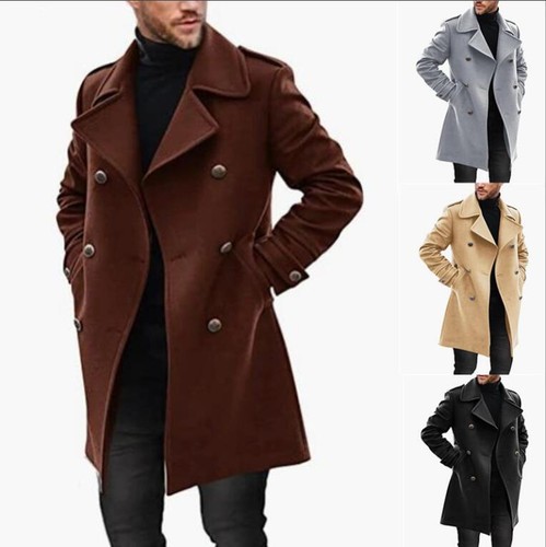 新品 doublet WOOD YARN TRENCH COAT 希少 Mens Youth Fashion Lapel Double Breast Wool Blend Thick