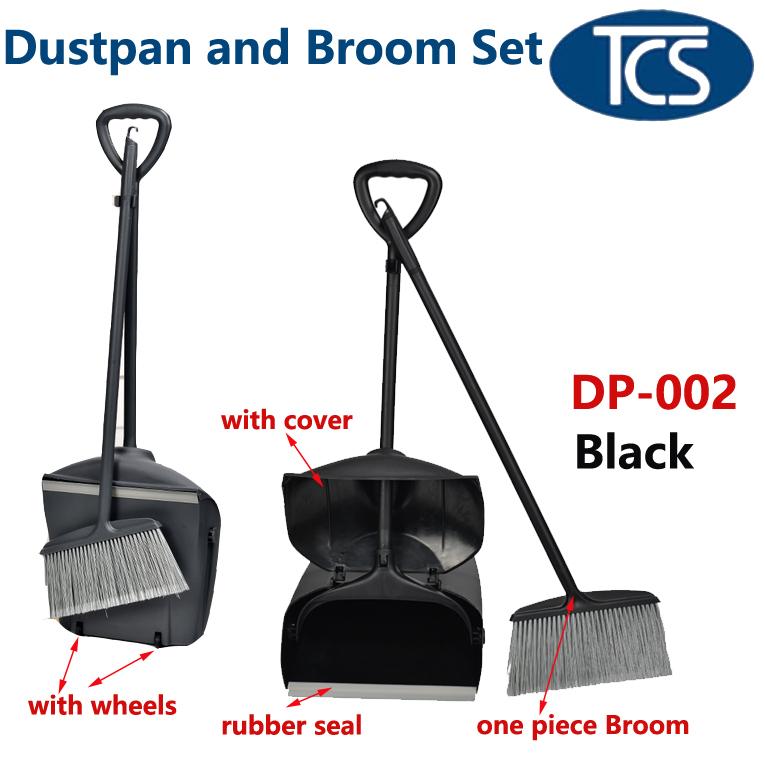 7 x BRAND NEW LOBBY DUSTPAN WITH COVER & 1 PIECE BROOM BRUSH COMMERCIAL