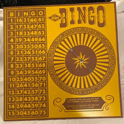 Vintage 1940's E.S. Lowe Bingo Spinner - 12''x12'' Fiberboard