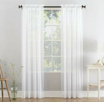 59''x95'' White Marjorie Curtain, Sheer Voile, Single Panel, Mainstays