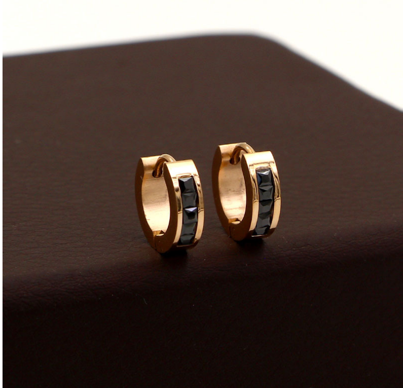 Men Women Stainless Steel Small Hoop Huggie Earrings CZ Inlaid Piercings PE30