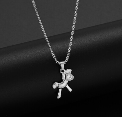 Fashion *Troja Horse* Pendant Surgical Steel Titanium Silver/Rose Gold Necklace 