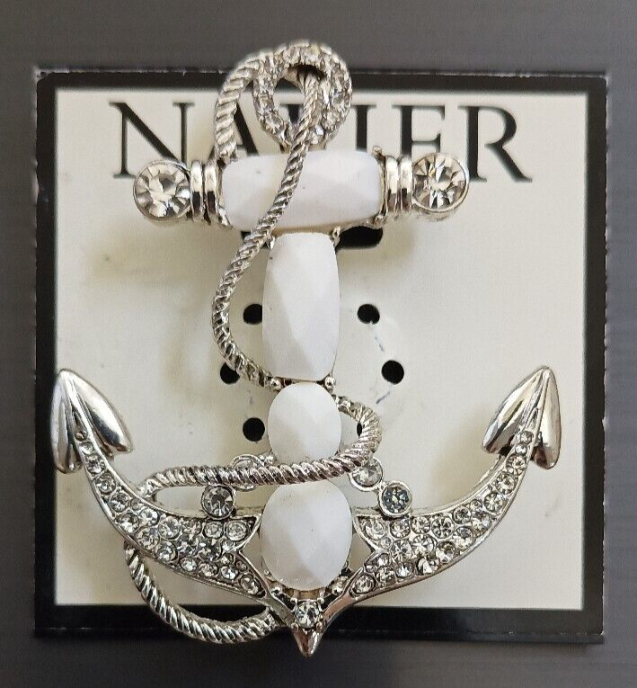 New Napier Silver Tone Ship Boat Anchor Pin