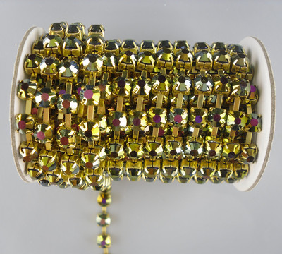 Costume Applique 6mm lot color jelly crystal rhinestone gold cup Trimming Chain