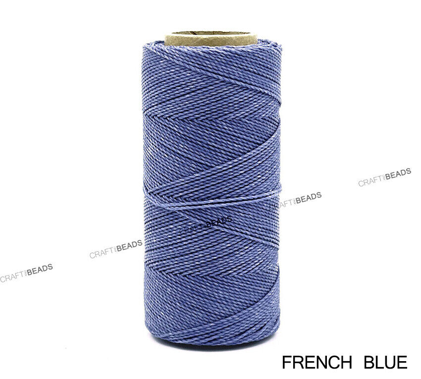 50 m bleu ciel Waxed Polyester Twisted Cord 1 mm macrame ficelle fil de lin