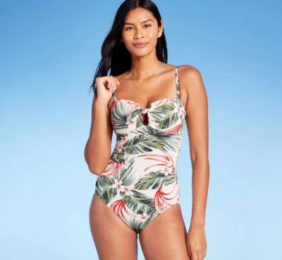Women's Pique Bandeau High Coverage One Piece Swimsuit - Kona Sol Multi XS (0-2)