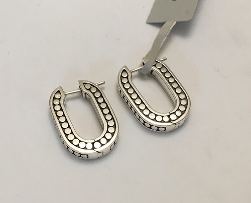 JOHN HARDY Sterling Silver Dot Collection Hoop Earrings nwt $295
