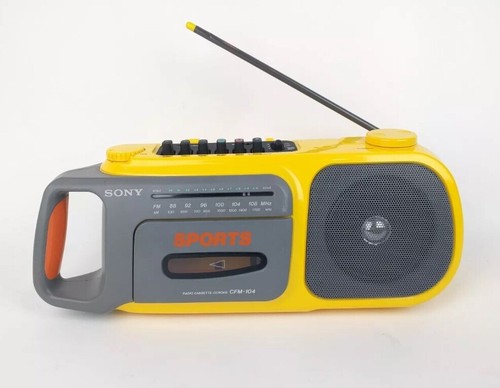 Vintage Yellow Sony CFM-104 SPORTS Cassette Player Tape Recorder AM / FM BOOMBOX