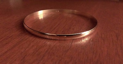 Pre-owned Wishing For Claudia 14k Yellow Gold 7.75" Solid 4mm Polished Round Slip-on Bangle Bracelet