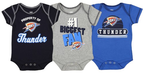 Комплект боди из трех предметов OuterStuff NBA для младенцев/новорожденных Oklahoma City Thunder для мальчиков