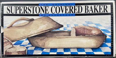 Sassafras Superstone Vintage 1991 Covered Stoneware Bread Baker Recipe Book USA