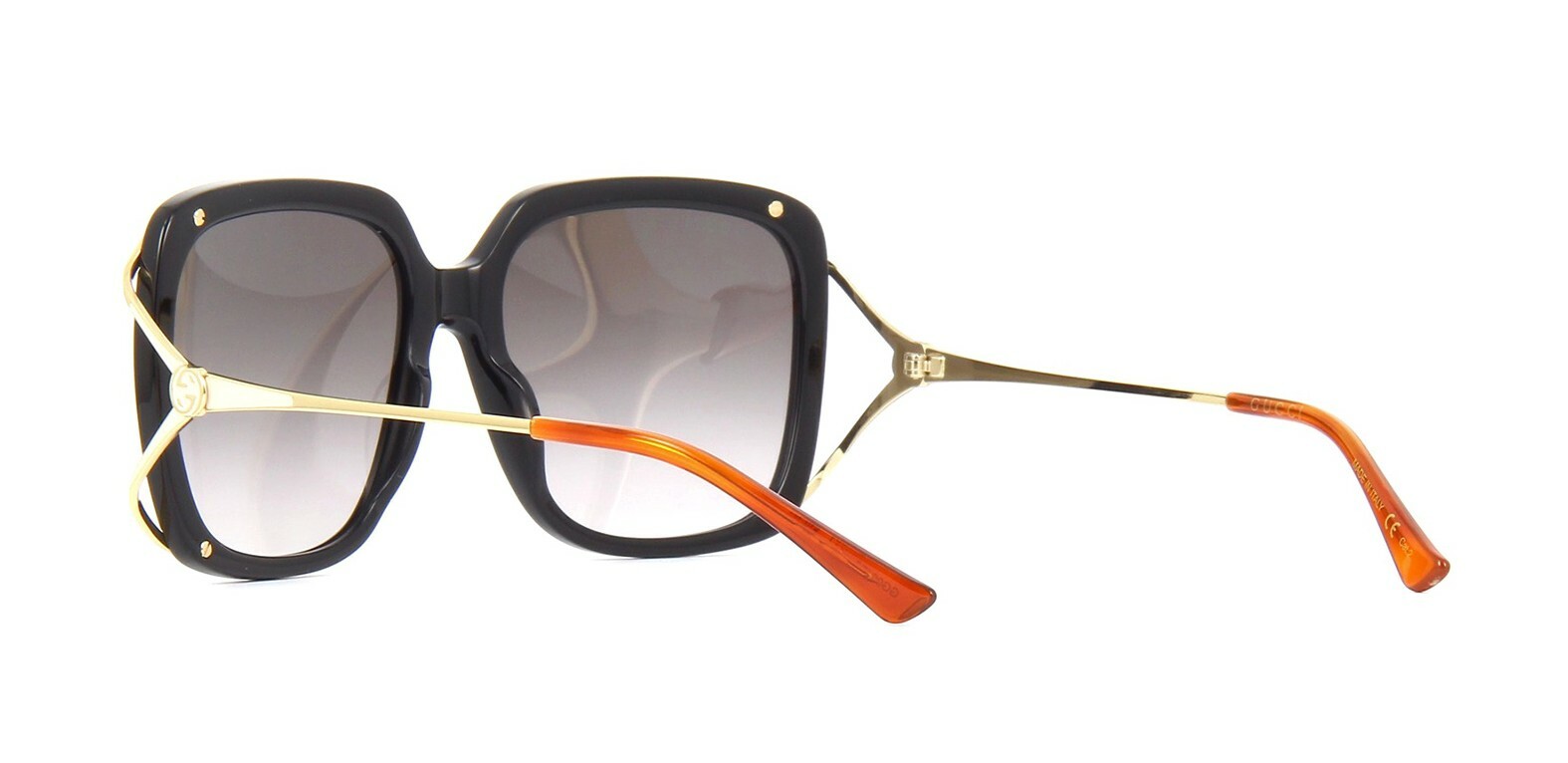 Pre-owned Gucci Gg0647s Black Gold/grey Shaded (001 A) Sunglasses In Gray