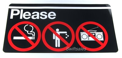 Genuine MTA New York City Subway Car Sticker - Please (no) Smoking/Litter/Radio