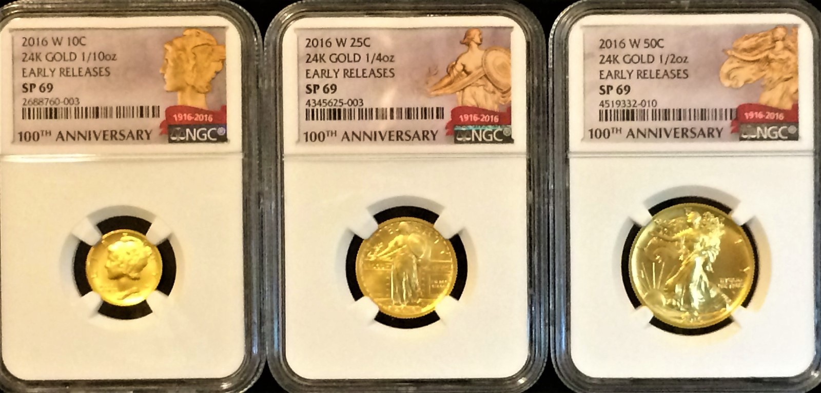 2016 GOLD DIME, QUARTER & HALF DOLLAR NGC SP69  w/SILVER NGC AU58 FREE SHIPPING
