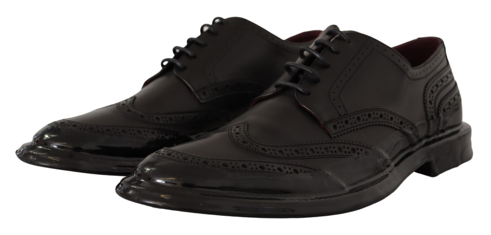 Pre-owned Dolce & Gabbana Shoes Derby Black Leather Oxford Wingtip Formal Eu43 /us10 $1200