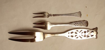 3 NORWAY Silver Serving FORKS MAGNUS Aase Vintage-Fabulous-herring-Meat+