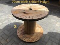 3.Wooden cable drum 70x65 Ideal for coffee table, garden furniture £30