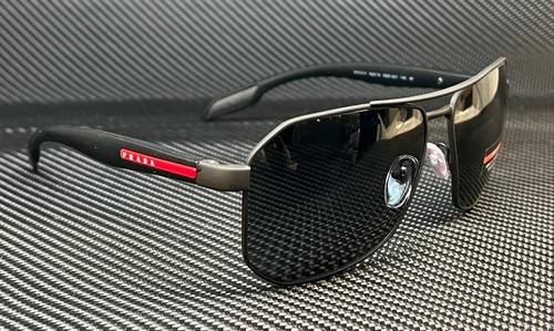 Pre-owned Prada Linea Rossa Ps 51vs Dg05z1 Rubber Black Gr Polarized Mens 62 Mm Sunglasses In Gray