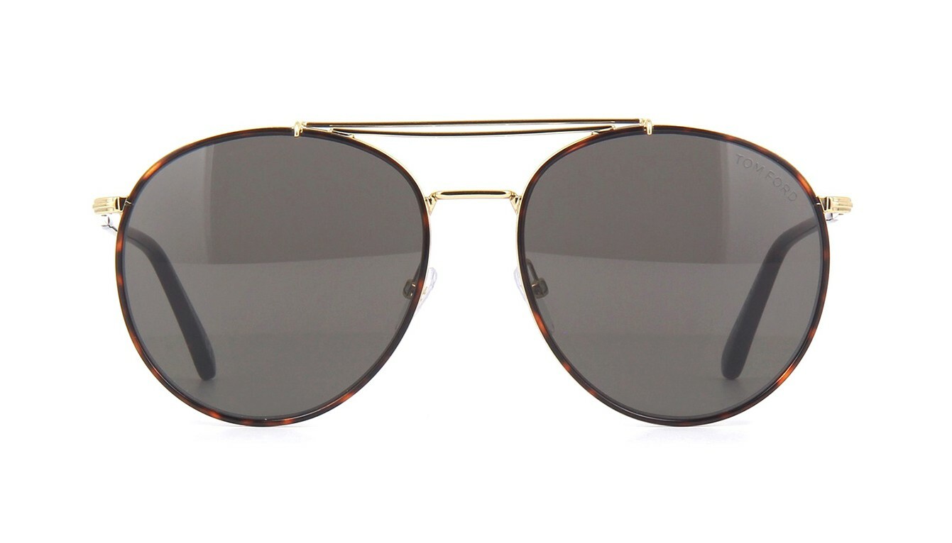 Pre-owned Tom Ford Pierre-02 Ft 1000 Shiny Black And Havana/yellow (05e) Sunglasses