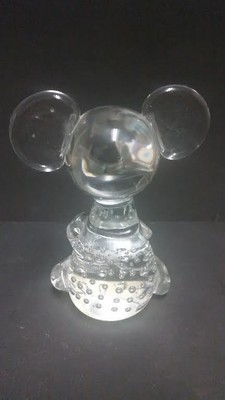 CONTROLLED BUBBLE CLEAR GLASS MOUSE PAPERWEIGHT FIGURINE