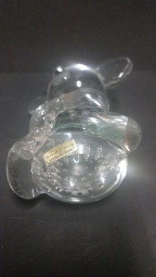 CONTROLLED BUBBLE CLEAR GLASS MOUSE PAPERWEIGHT FIGURINE