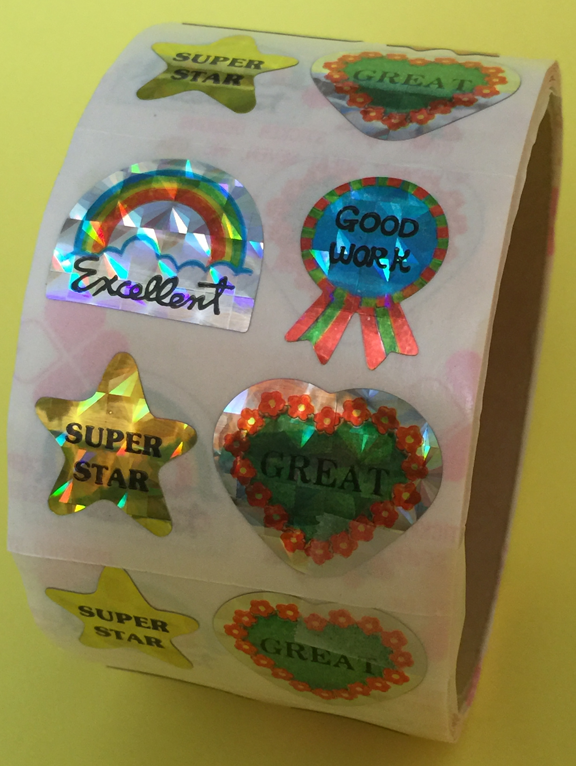 400 Good Work Stickers in roll of 100 modules (2"x2"), Each Sticker 1", RPZ6028