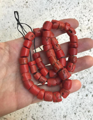 (B) Antique Berber Coral Beads Morocco Genuine Natural Red Coral