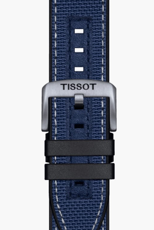 Pre-owned Tissot Super Sport Chrono Black Dial Blue Strap Men's Watch T1256171705103