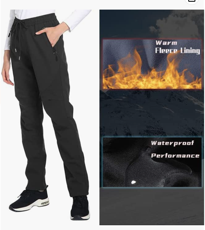 Womens Snow Ski Pants Waterproof Windproof Fleece Lined Warm Hiking pants