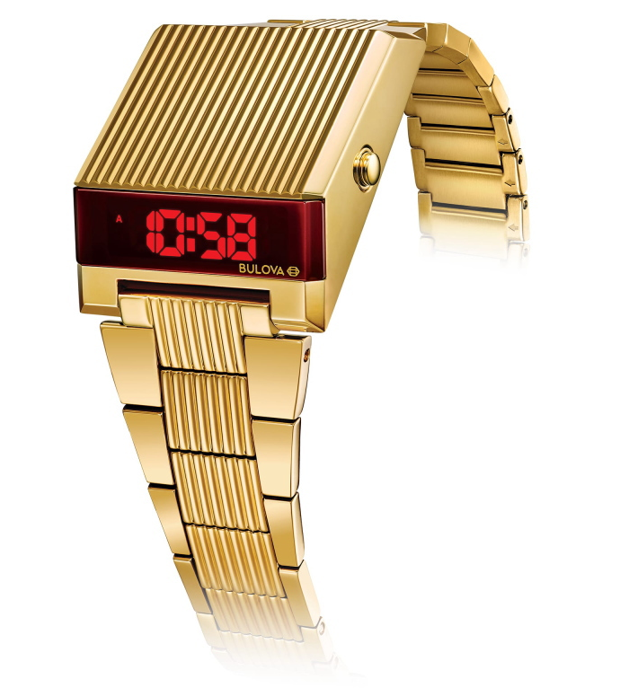 Pre-owned Bulova Computron Gold Tone Archive Series Led Watch 97c110