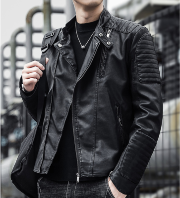 Bke faux top leather jacket