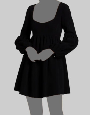 $465 Cinq à Sept Women's Black Dorina Balloon Long Sleeve Mini Dress Size 0