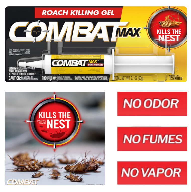COMBAT MAX Mata Cucarachas Gel Jeringa Cebo Asesino Fuente Interna / Externa