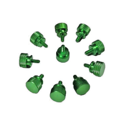 10pcs Computer PC Case Fully Threaded Knurled Thumb Screws 6-32 Green color
