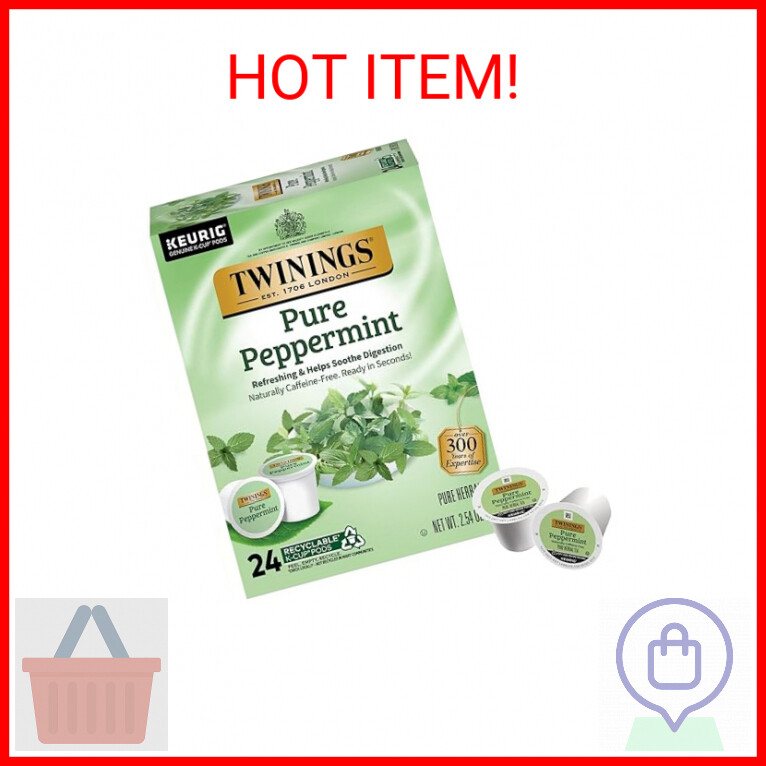Twinings Pure Peppermint Tea K-Cup Pods for Keurig, Naturally Caffeine Free, Mad