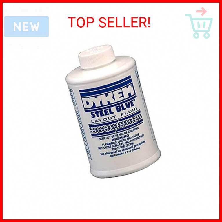 Dykem Layout Fluid Blue, 8 oz. Can and Brush in Cap. Machinist Dye for Metal Lay
