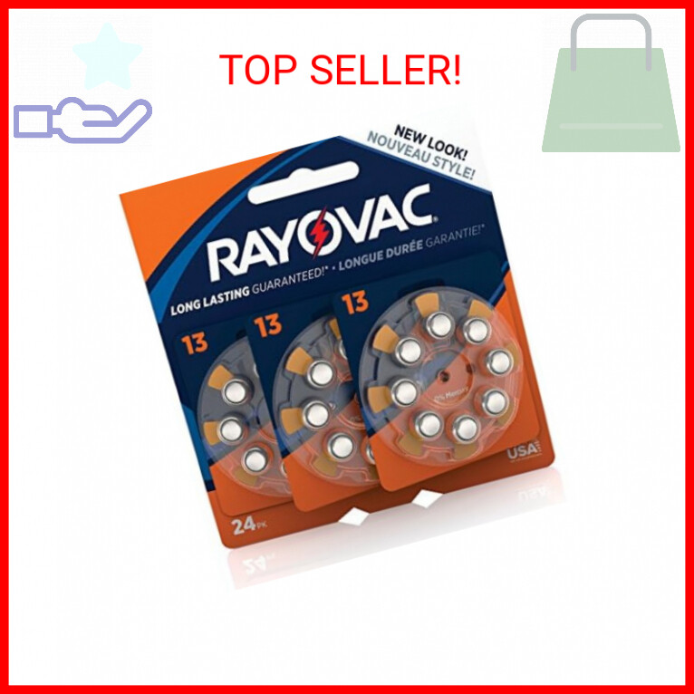 RAYOVAC Size 13 Hearing Aid Batteries, 24-Pack, L13ZA-24ZMB