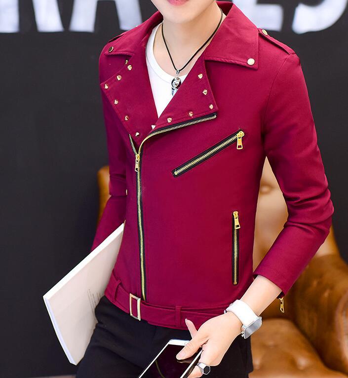 Korean Fashion Mens Slim Zipper Lapel Slim Fit Casual Jacket Coat Outwear Tops