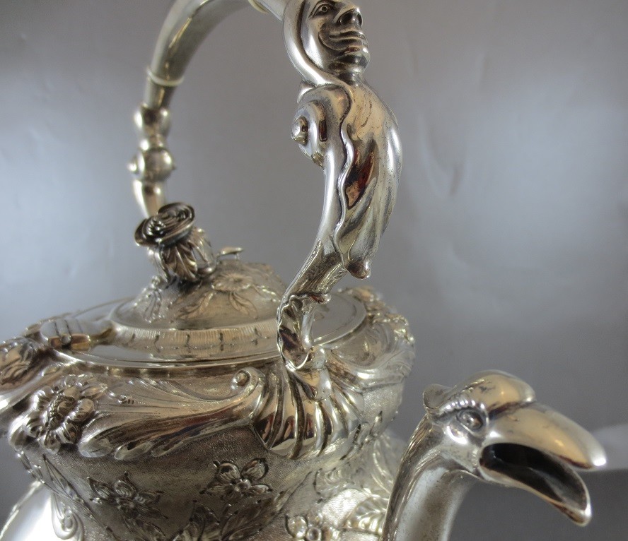 HUGE IRISH STERLING KETTLE! DUBLIN 1912, ALMOST 69 TROY! SUPER ORNATE! CAST WORK