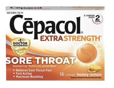 Cepacol, Extra Strength, Sore Throat,  Honey Lemon 16 Lozenges Each