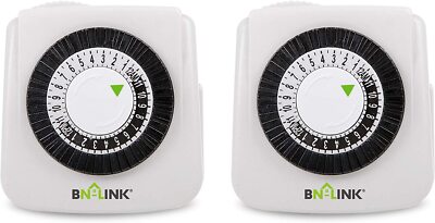 BN-LINK Indoor 24-Hour Mechanical Outlet Timer Daily use, 2 Pack, 2 or 3 Prong