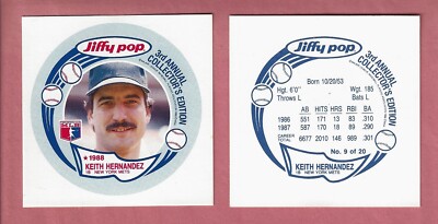 1988 JIFFY POP DISC #9 KEITH HERNANDEZ SQUARE CUT PROOF NEW ORK ETS
