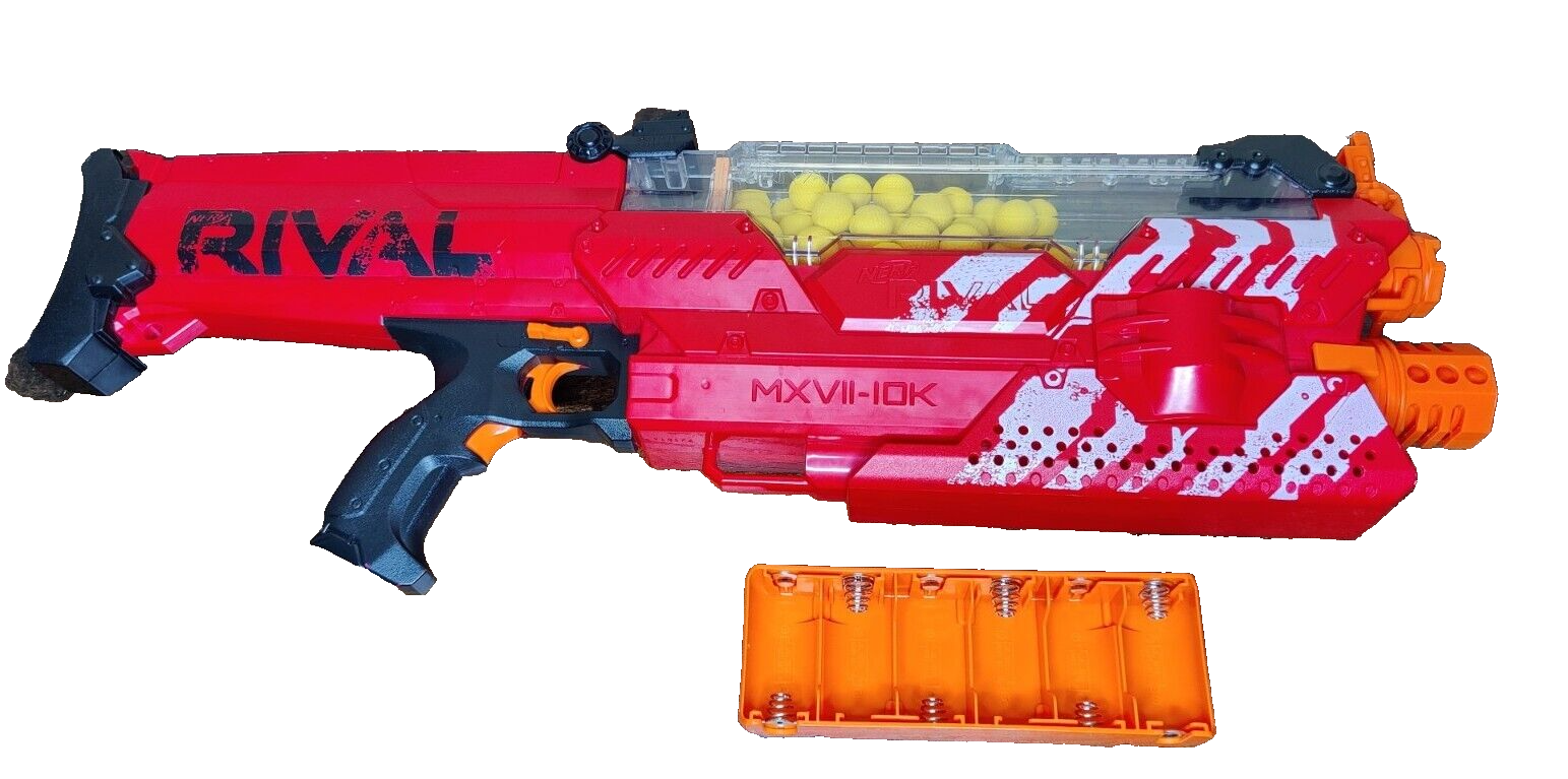 Nerf Rival Nemesis Blaster MXVII-10K Red Works w/Ammo Full Nerf Rival Nemesis Blaster MXVII-10K Red Works w/Ammo Full