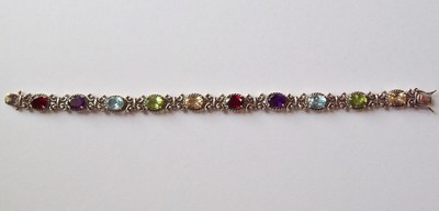 Sterling Silver Gemstone Bracelet by PAJ - Garnet, Peridot, Citrine Amethyst 925