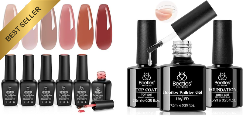 Beetles 6 Colors Jelly Gel Nail Polish Set and 3 Pcs 7.5Ml Builder Nail Gel Base
